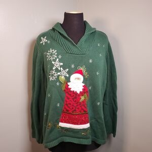 Christopher & Banks Green Santa Sweater